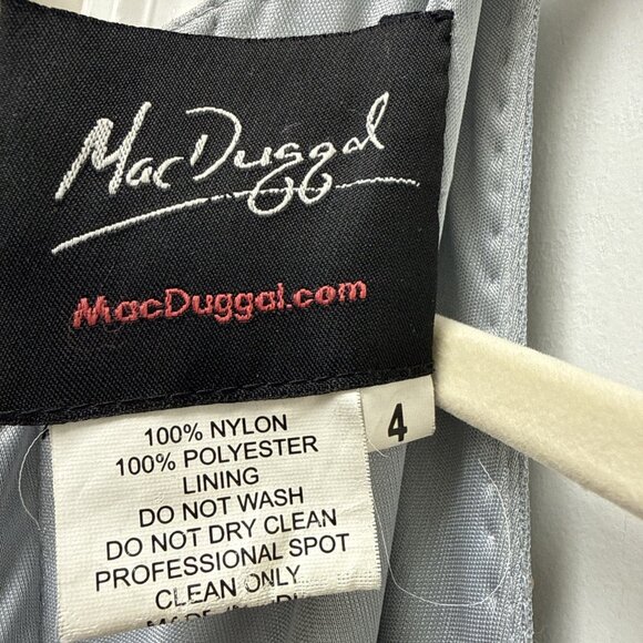 Mac Duggal Size 4 Gray 5542 Floral Sequin Beaded Maxi Formal Gown Dress - Picture 9 of 12